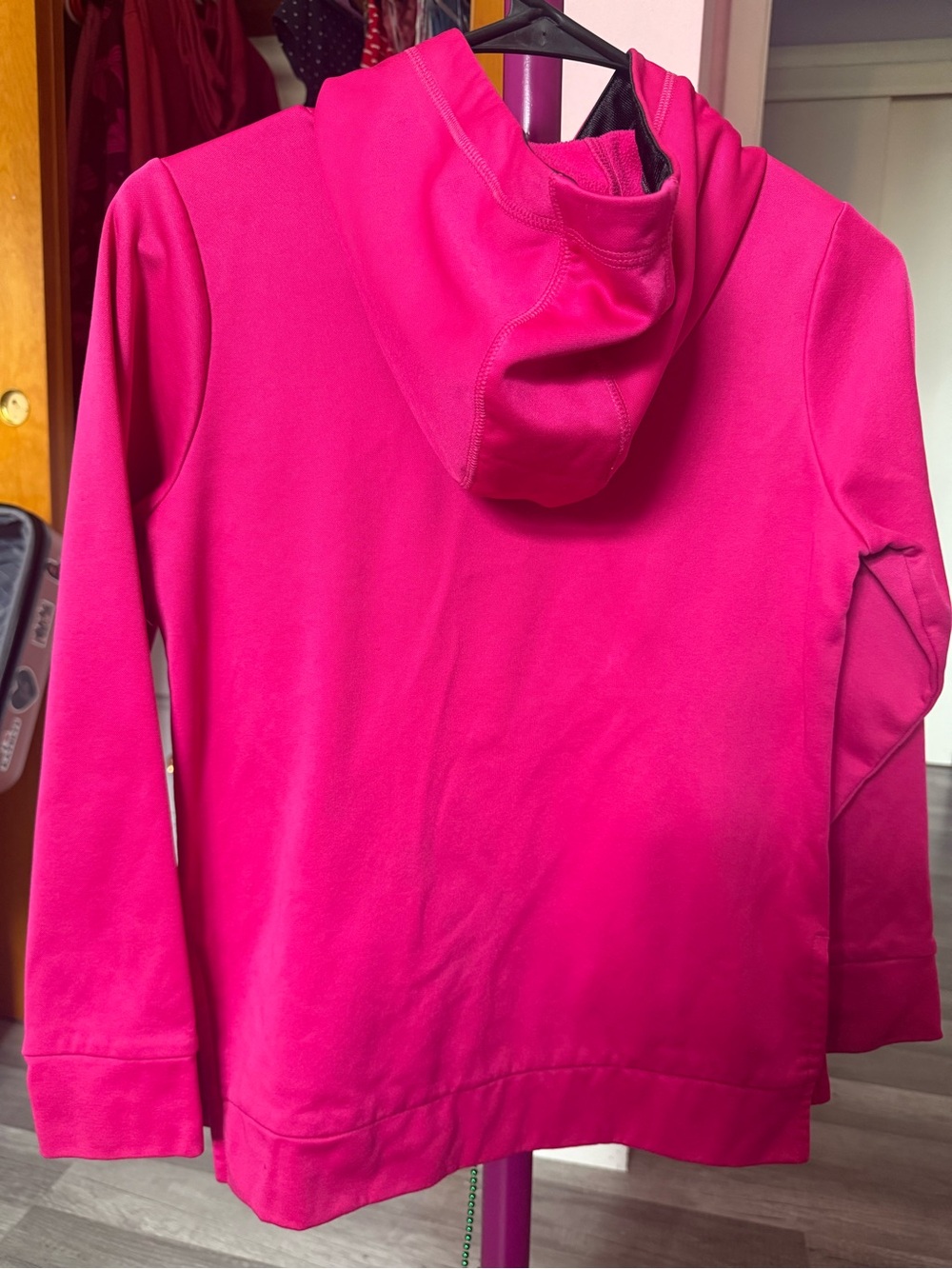 adidas Bright Pink Hoodie with Silver Logo - Picture 3 of 7